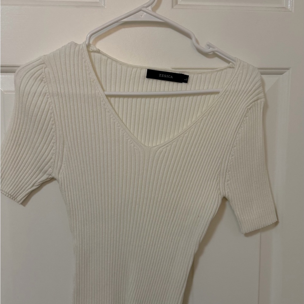 Women's Ribbed Knit Top - Cream